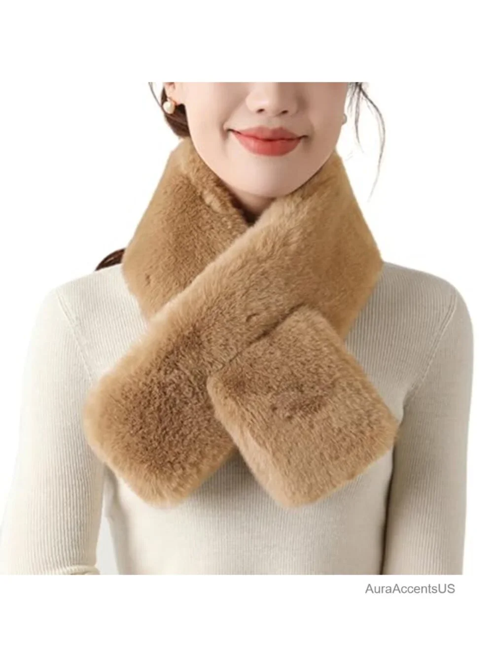Faux Fur Scarf Neck Warmer Winter Wrap Women's Loop